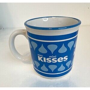 Galerie Hershey's Kisses Painted Blue & White Ceramic Mug 10 oz Hot/Cold